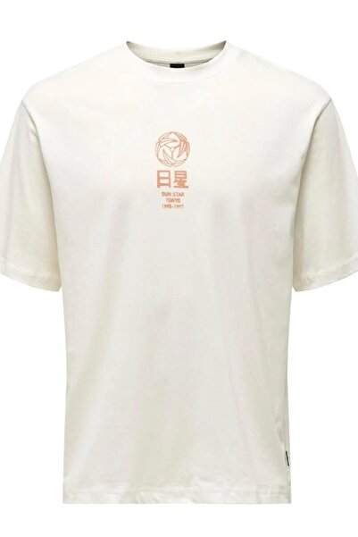 Only & Sons ONSMALIK LIFE RLX SS TEE TR Ανδρικό λευκό μπλουζάκι - 22039103