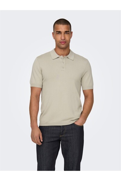 Only & Sons ONSWYLER LIFE REG 14 SS POLO KNIT NOOS Ανδρικό Μπεζ Πουλόβερ - 22...