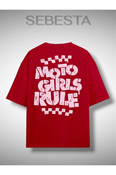 Sebesta Fashion تي شيرت مطبوع عليه Moto Girls Rule مقاس كبير الحجم