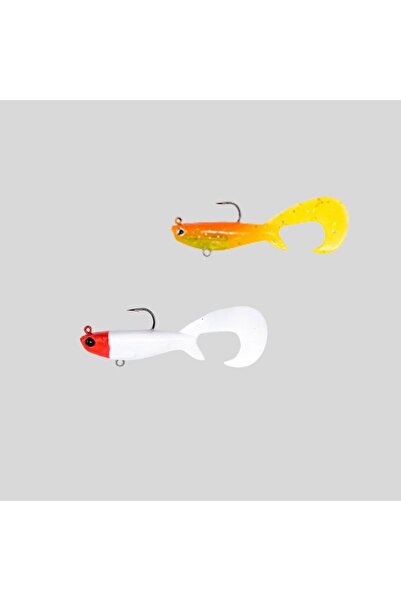 wizard Σετ 2 τεχνητών δολωμάτων τύπου Grub, 9 εκ., λευκό/κίτρινο