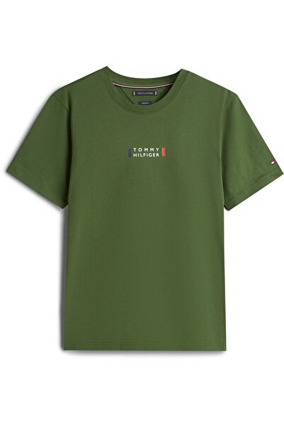 Tommy Hilfiger BRAND LOVE SMALL CENTER TEE Erkek Yeşil T-Shirt - MW0MW41453