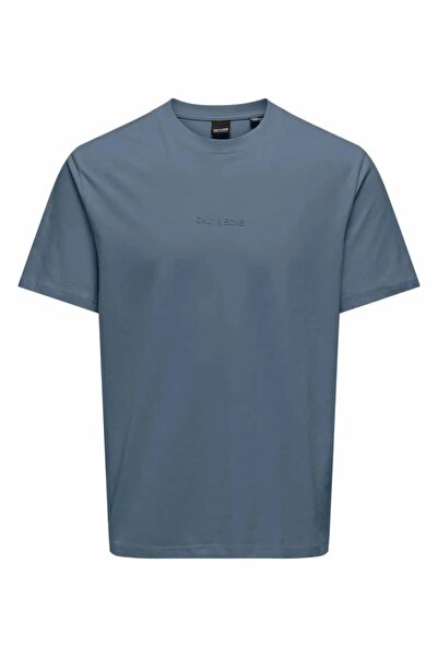 Only & Sons Ανδρικό κοντομάνικο μπλουζάκι Onslevı Life Reg Text Ss Blue