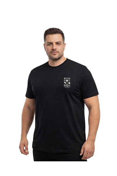BattalModa Muška majica velikih veličina, crna, s okruglim izrezom, kratkih r...