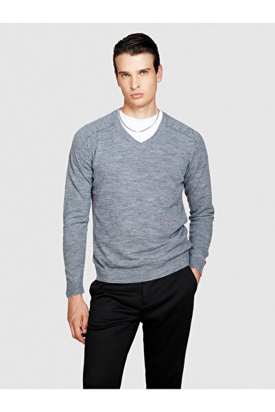 Sisley Men's Sweater Wool Blend V-Neck Sweater 323A107Gs102O-Sis67G