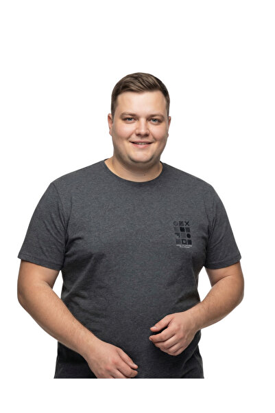 BattalModa Muška majica velikih dimenzija antracit boje, okrugli izrez, kratk...
