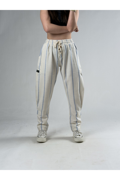 COCOPELLI Pantaloni Hazer cu dungi albastre pentru femei COC3145