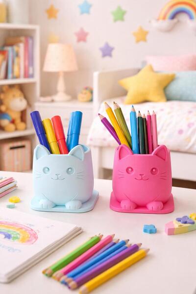 MSVstudio3d Cute Cat Pen Holder Gift and Desktop Decoration