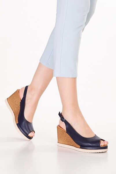 Gondol Γνήσια δερμάτινα καθημερινά σανδάλια με τακούνι, 500 δολάρια, Μπλε ναυ...