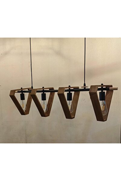 Generic RST Modern Wooden 4-Light Linear Pendant, V-Shaped Geometric Design, ...