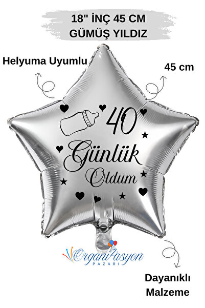 Organizasyon Pazarı بالون فويل فضي على شكل نجمة مقاس 18 بوصة |   لقد أصبحت بع...