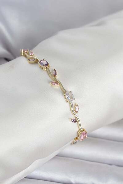 Inure Jewelry سوار نسائي من النحاس باللون الذهبي على شكل زهرة اللبلاب