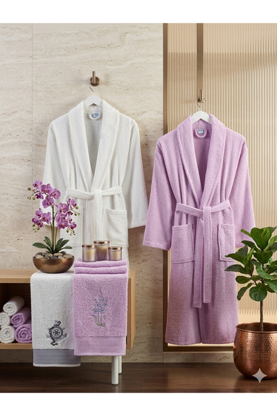 BEYAZLALE Set de halate de baie pentru familie, 100% bumbac, 2 piese - Set de...