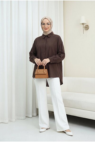 Modamorfo Χαλαρό πουκάμισο με μακριά γραμμή στην πλάτη, μοτίβο και κουμπιά -k...