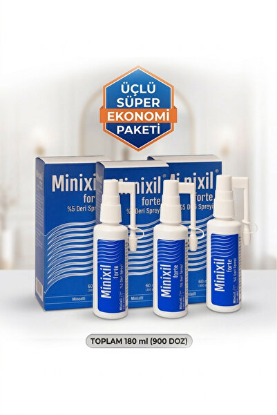 Humanis Forte %5 Minixil Deri Spreyi (60 ml) - Üçlü Paket
