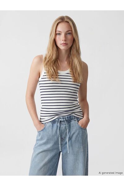 LC Waikiki XSIDE Γυναικείο Ριγέ Τοπ με Λαιμόκοψη U