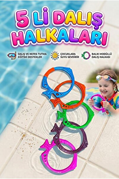 Tıfıl Toys Balık Şekilli 20cm Dalış Halkası Su Altında Parlıyan 5 Farklı Renk...