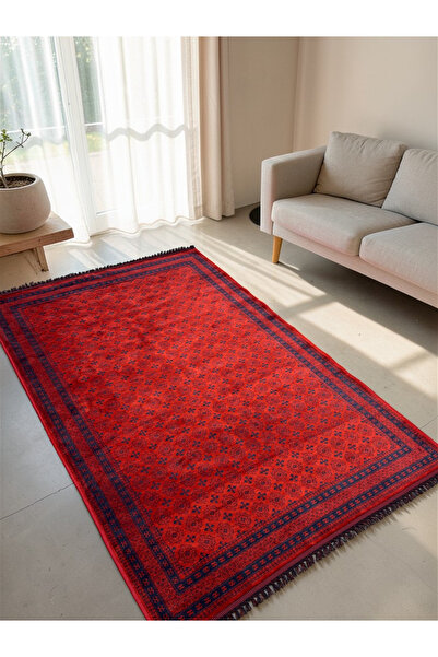 Zeora Home Afgan Desenli Makine Dokuma Kilim Etnik Otantik Anadolu Saçaklı Sa...