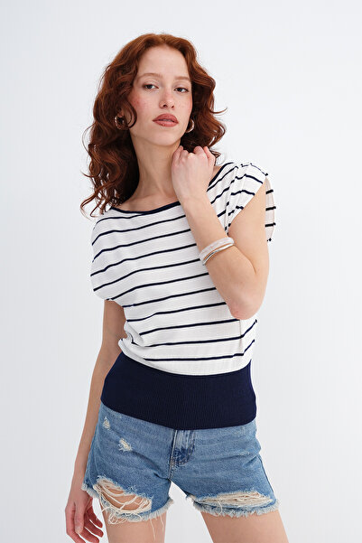 Addax Ριγέ Αμάνικο Πλεκτό Τοπ A10353