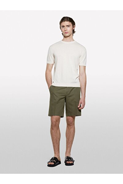 Sisley Erkek %100 Pamuk Yırtmaç Detaylı Regular Fit Bermuda Şort 325P4GJ0S901...