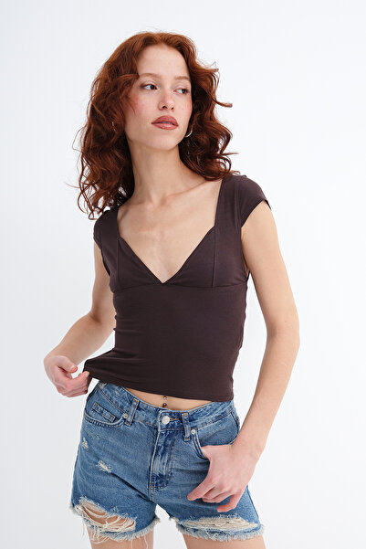 Addax Μπλουζάκι με λαιμόκοψη V μπροστά και πίσω P1820