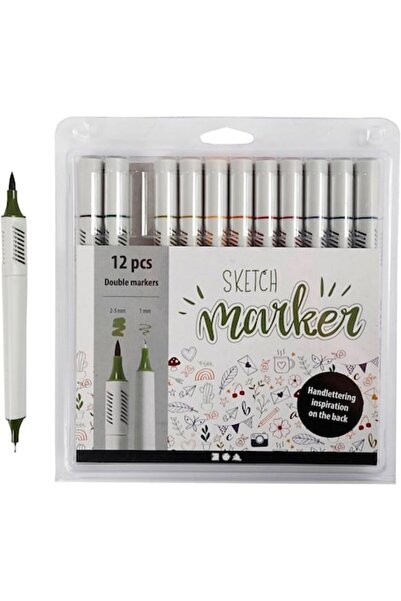 Creotime Set de 12 markere profesionale pentru desen, multicolore, 3D