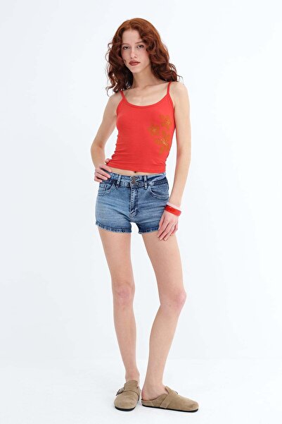 Addax Τζιν σορτς με διπλά κουμπιά Ş1064