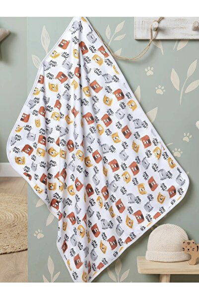 Nexvora Double Layer Baby Blanket 85X95 cm Red Cat Pattern Meow