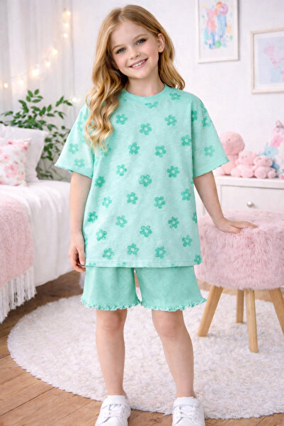 Babyelisco Kız çocuk Pamuklu şort t-shirt takım 1-12 yaş
