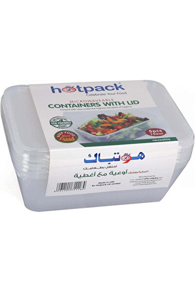 Hotpack 5 pcs Rectangular Microwaveable Container with Lid 750 ml