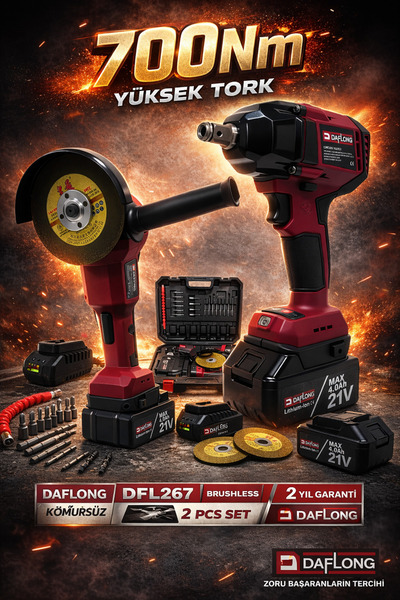 DAFLONG BAKIR SARGILI 2'Lİ SET 700NM TORKLU SOMUN SIKMA+TAŞLAMA DFL-267