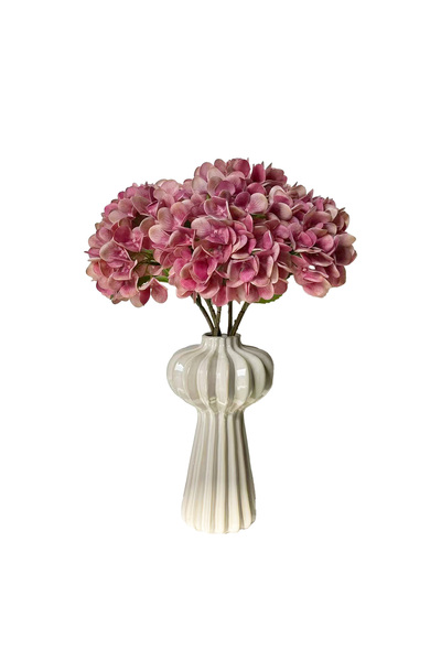 MirageBotanics 5 قطع من زهور الهيدرانجيا الاصطناعية مع مزهرية، ترتيبات زهور ح...