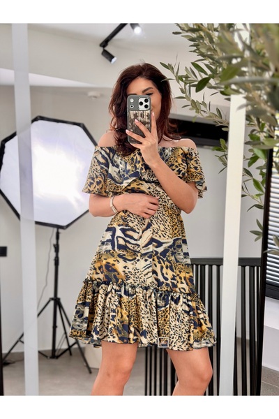 RAMONA BADESCU EXCLUSIVE Φόρεμα με animal print και ανοιχτούς ώμους – ευέλικτ...