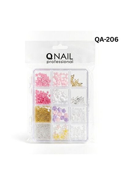 QNAİL PROFESSİONAL Renkli Tırnak Taşı Seti 12'Li Nail Art Süsleme Parlak Kris...