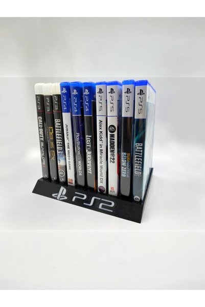 ModuLab 3D PS2 10 Bölmeli Oyun CD Tutucu – Siyah Renk Stand | Oyun Disk Düzen...