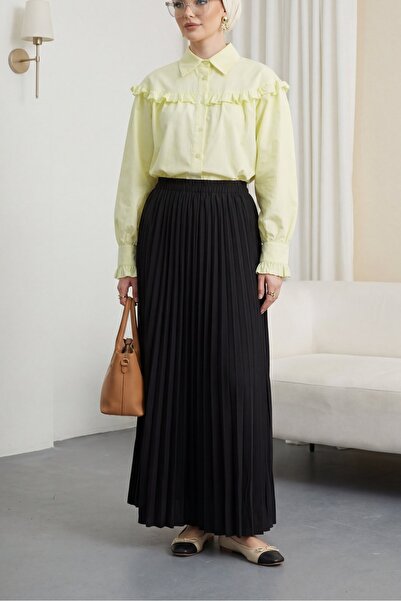 Modamorfo Κοντό πουκάμισο με βολάν και κουμπιά - κίτρινο