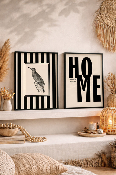 STARYUNA Σετ Μοντέρνων Πινάκων, Μαύρο Πλαίσιο, Μοντέρνα Τυπογραφία και Φιγούρ...