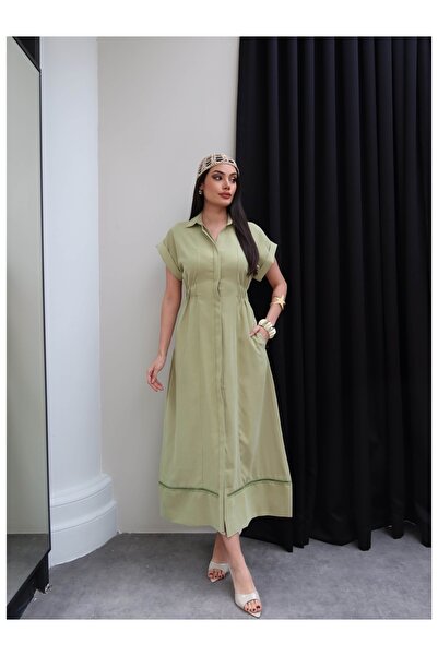 ESRAHELVACI Elastic Waist Shirt Dress