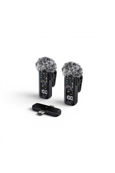 Bubitechh Kablosuz Yaka Mikrofonu 2.4G Lightning Type-C Uyumlu Çift Mikrofon ...