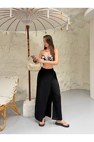 GAMZE ALPTEKİN Γυναικείο παντελόνι υψηλής ποιότητας με ψηλή μέση, λεπτομέρεια...