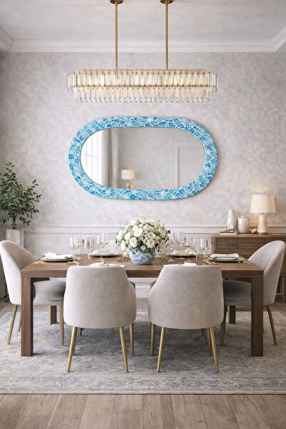 Decorita Dekor Camı ve Ayna | Aqua Mozaik Çerçeve Dekoratif Ayna | 110cm x 70cm