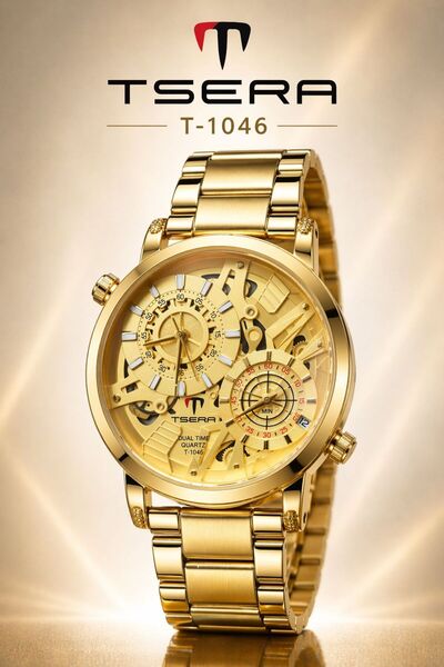Tsera Men’s Dual Time Stainless Steel Wrist Watch