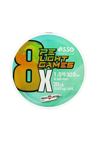 ASSO 8X Light Games PE 8 خيط صيد شبكي 300mt Fluo Green 1.0 PE