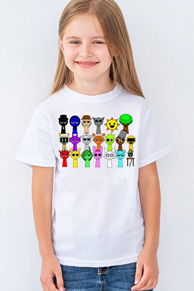 Morinna Tricou unisex cu imprimeu tematic cu personaje Sprunki pentru copii c...