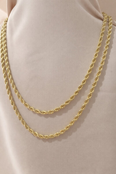 SERENİTY BİJUTERİ Xuping VIP 14K Gold Çelik Zincir Burgu Model 4 MM Kalın 55 ...