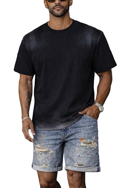 Casa Shop Tricou bărbătesc negru ombre degrade, croială regulară, Casa Shop, ...