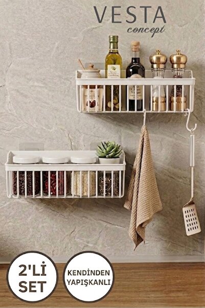VESTA Concept Self-Adhesive 2-Piece Kitchen and Bathroom Organizer - Set of 2...