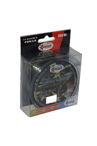 CAPTAIN Iron Carp 300Mt Monofilament Fishing Line Camouflage 0.40 mm