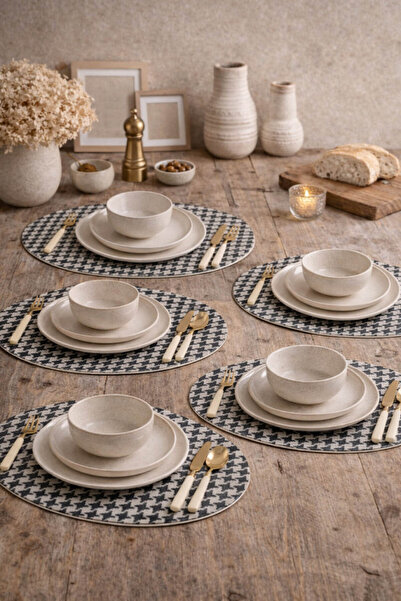 Anadolu Saray 6 τεμάχια πολυτελές δερμάτινο αμερικάνικο σετ σερβιρίσματος με ...