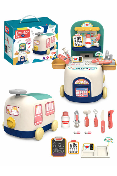OEM Παιδικό σετ γιατρού 2 σε 1, βαλίτσα-αυτοκίνητο με αξεσουάρ, ιατρικό παιχνίδι