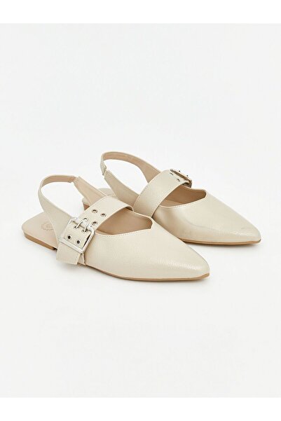 LC Waikiki Lcw Steps Ecru Pointed Toe Women's Ballerinas